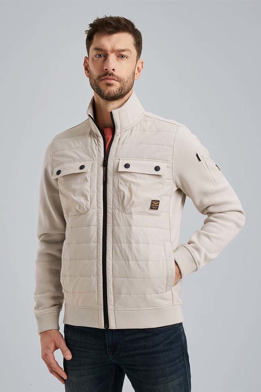Pme Legend Zip jacket sweat mixed padded Beige