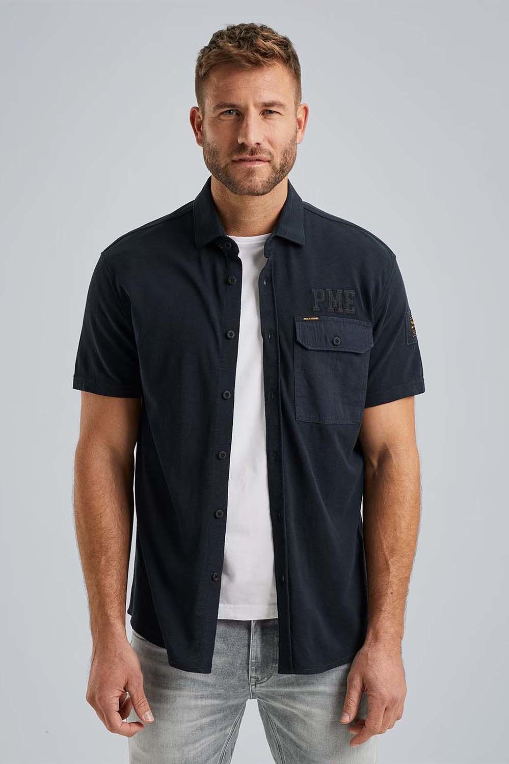 Pme Legend Short Sleeve Shirt Ctn Jersey Piqu Blauw