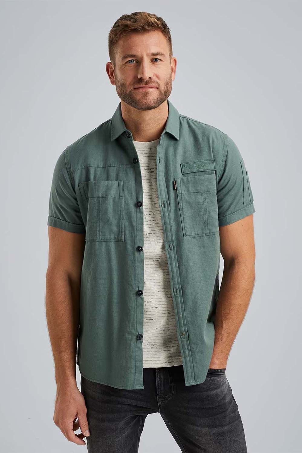 Pme Legend Short Sleeve Shirt Ctn Slub Groen