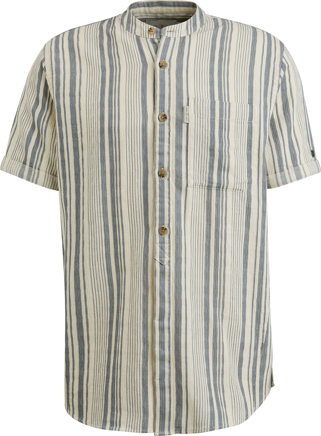 Cast Iron Short Sleeve Shirt Stripe Structur Grijs
