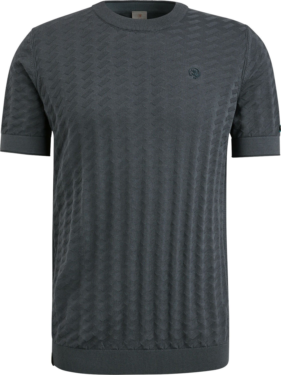 Cast Iron Short sleeve r-neck cotton modal Blauw
