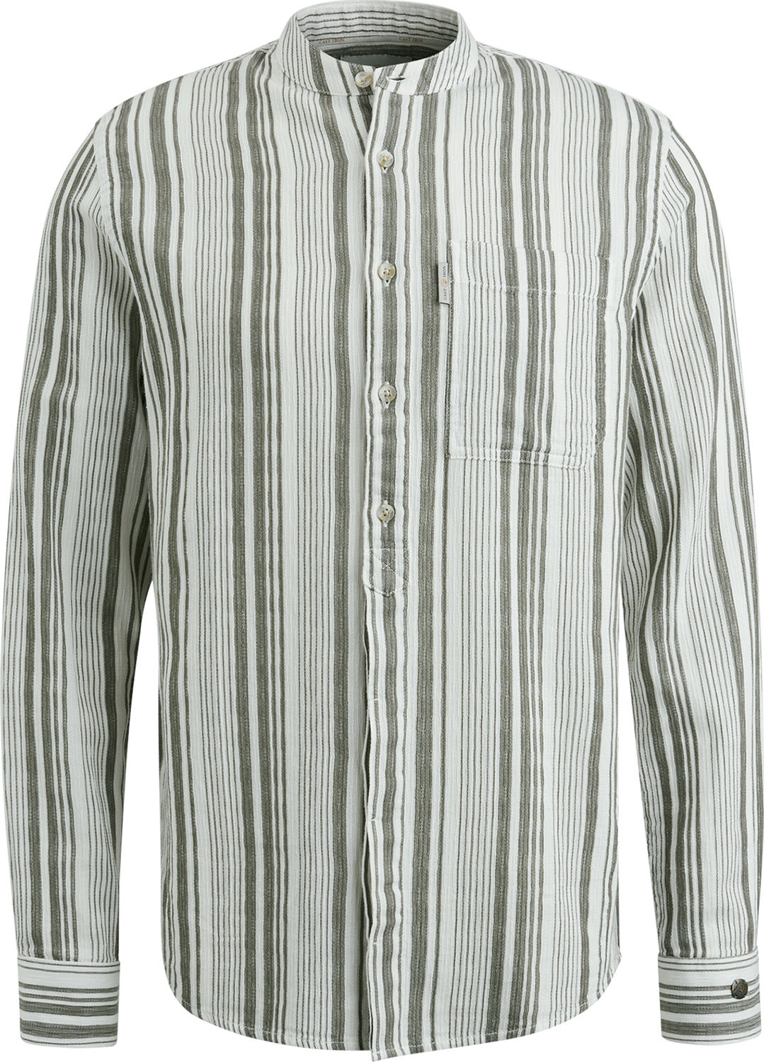 Cast Iron Long Sleeve Shirt Structure Stripe Groen