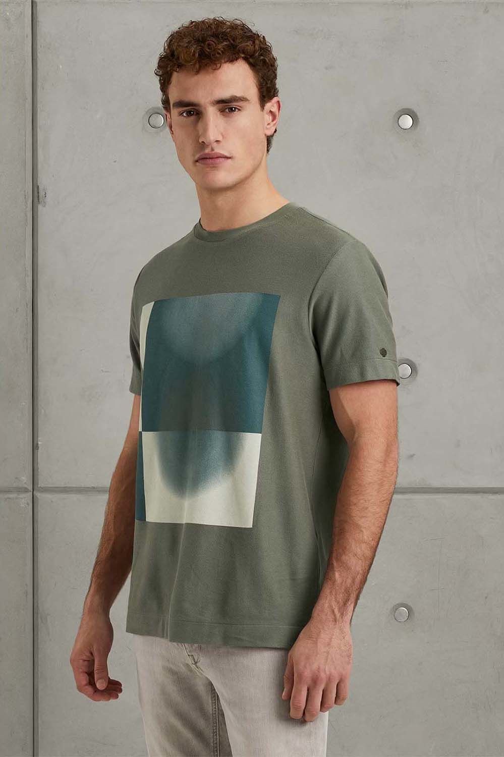 Cast Iron Short sleeve r-neck regular fit tw Groen