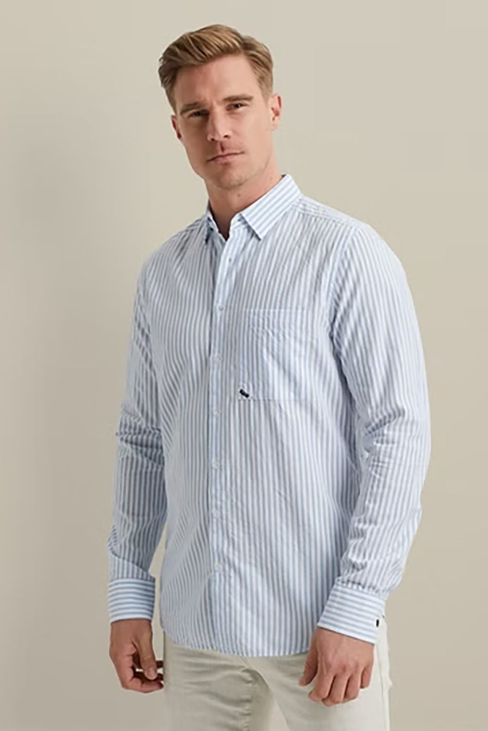 Vanguard Long Sleeve Shirt YD Stripe with d Blauw