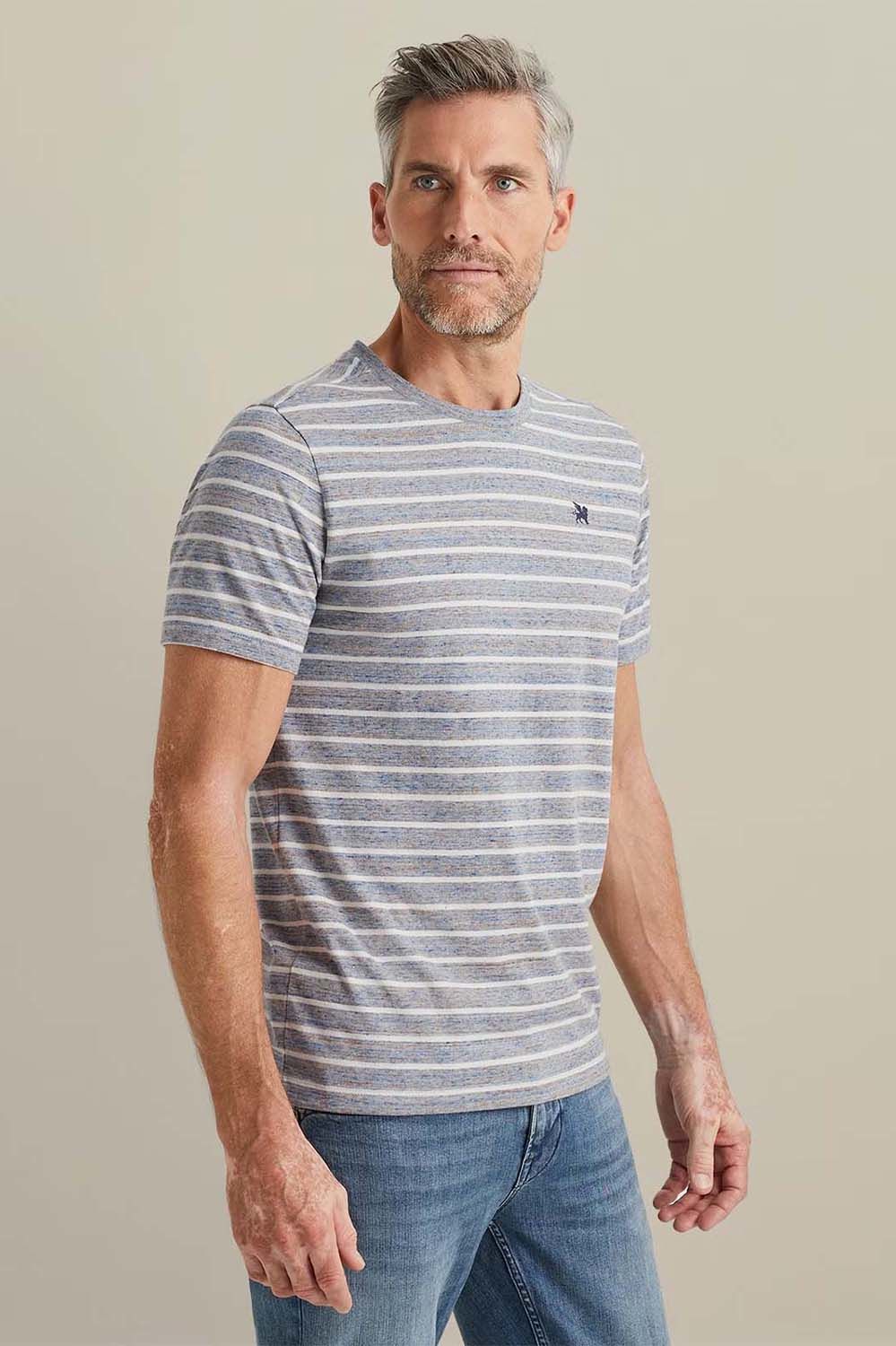 Vanguard Short sleeve r-neck melange jersey Blauw