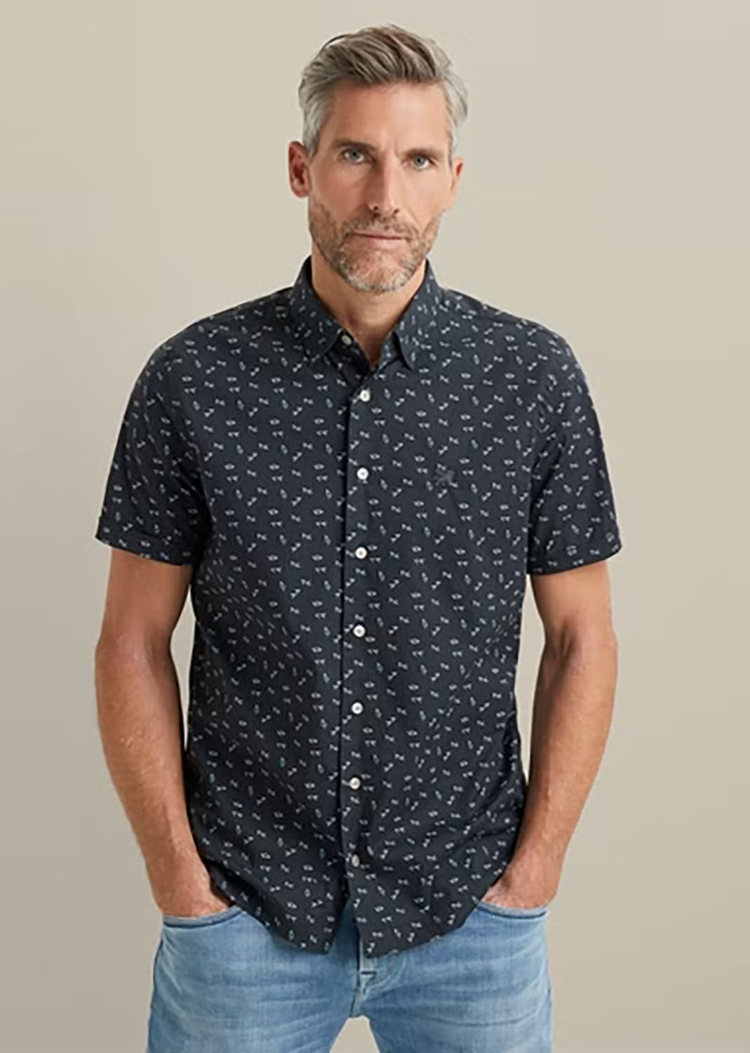 Vanguard Short Sleeve Shirt Print on poplin Zwart