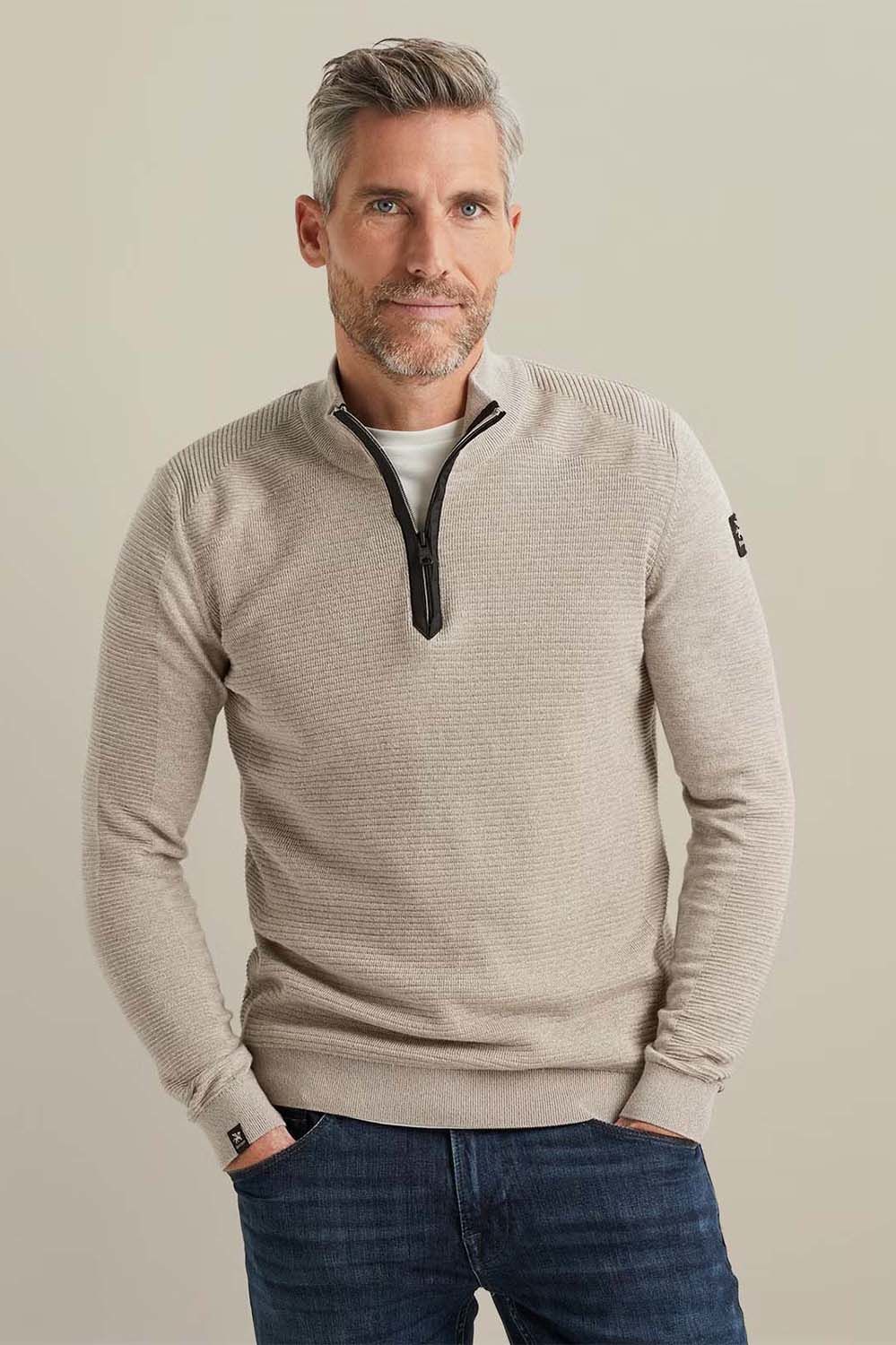 Vanguard Half zip collar cotton mouline Bruin