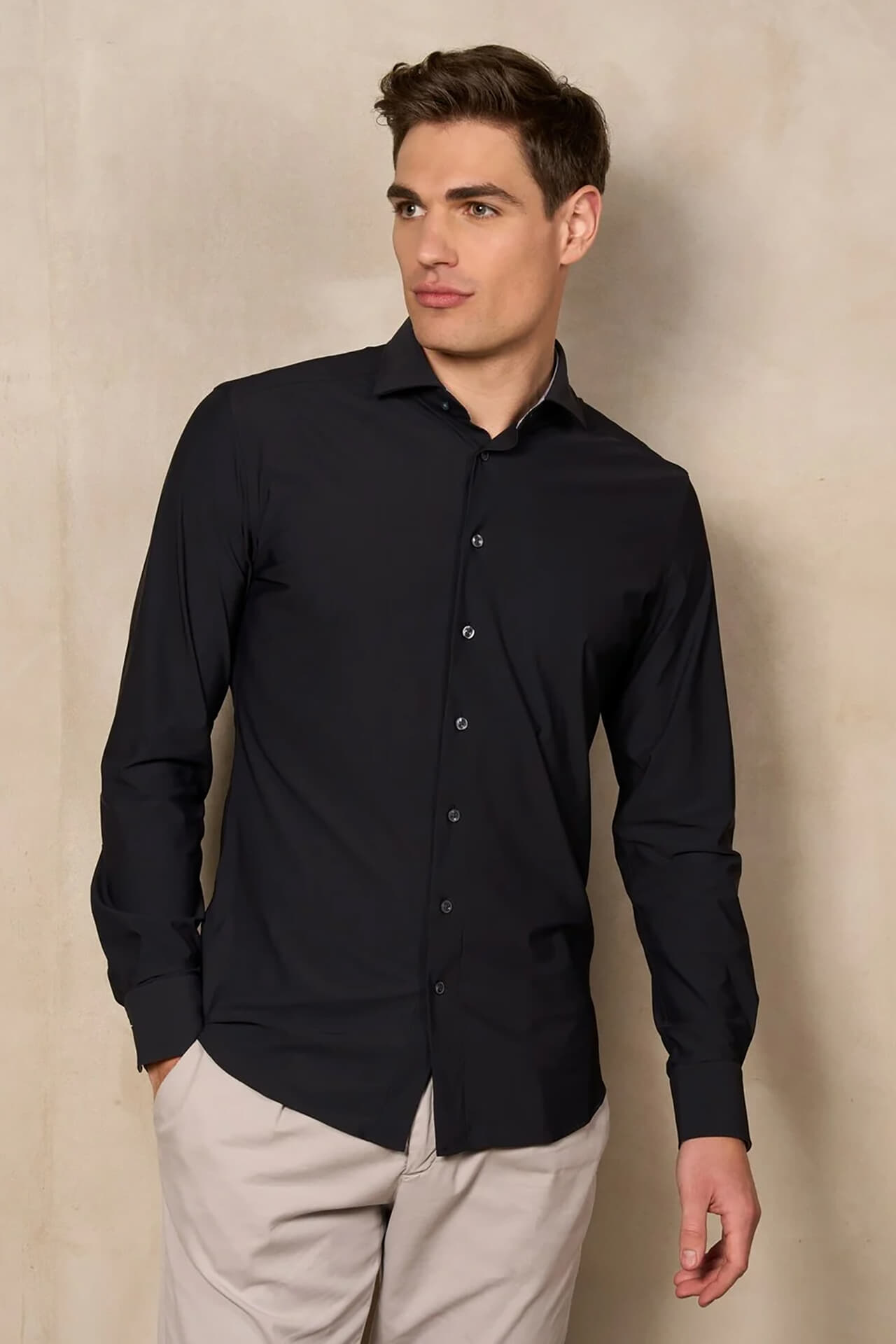 District Indigo Overhemd Travel Pique Zwart