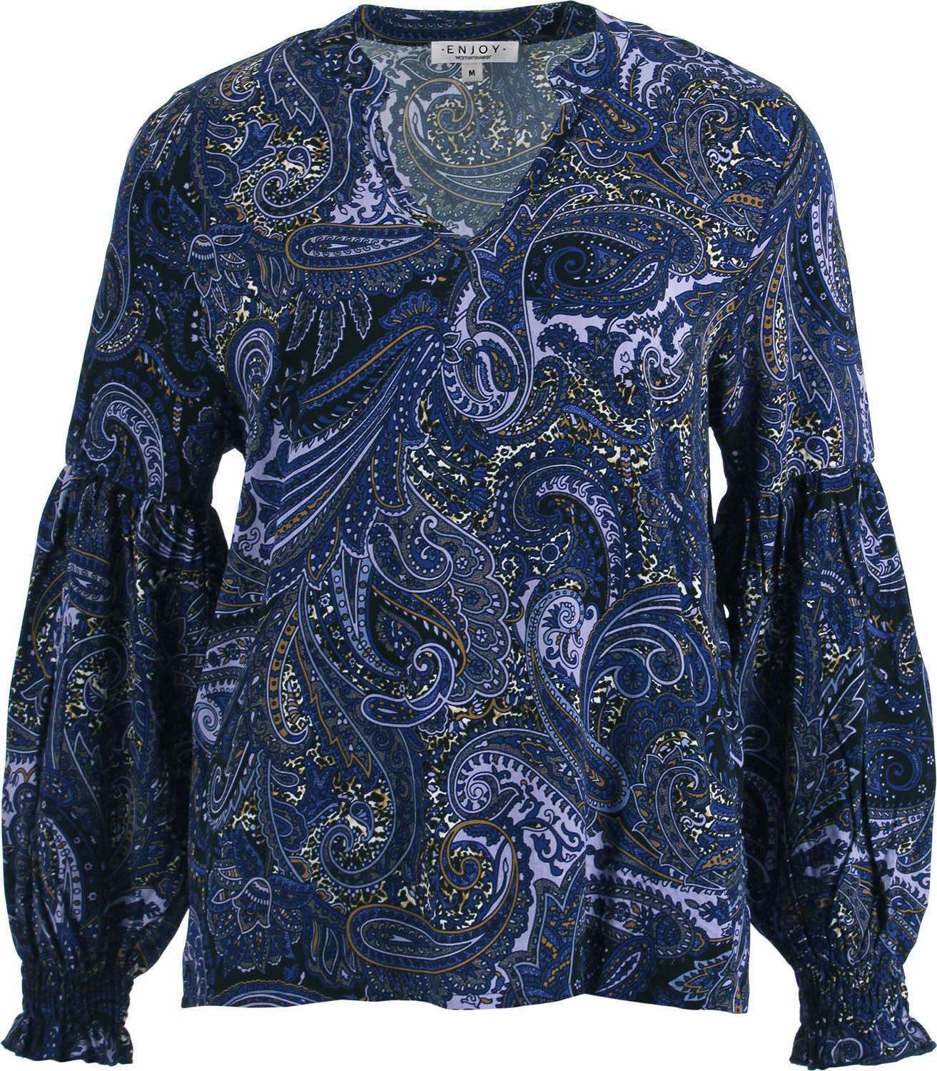 Enjoy top ronde V hals paisley print Blauw