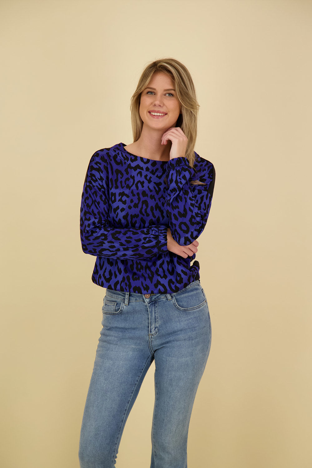 Enjoy Blouson Jawuard Blauw
