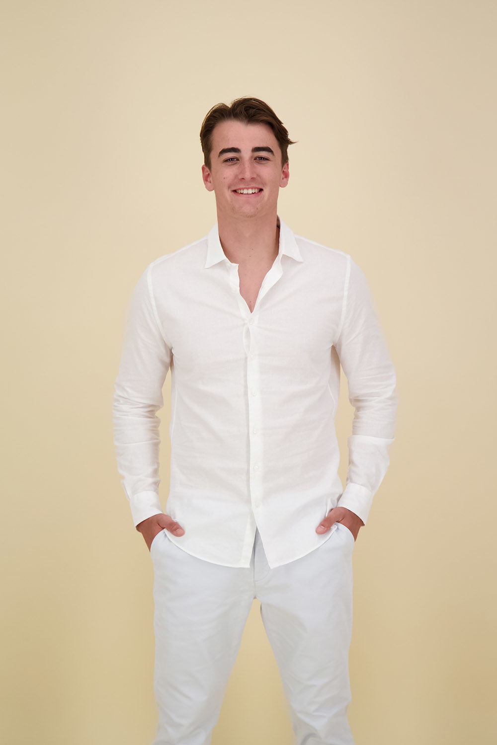 Bomont BMT 4S21029-1 linen/cotton overhemd glx Wit