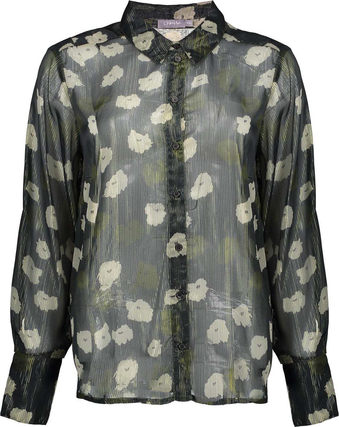 Geisha Blouse flowers & lurex Groen