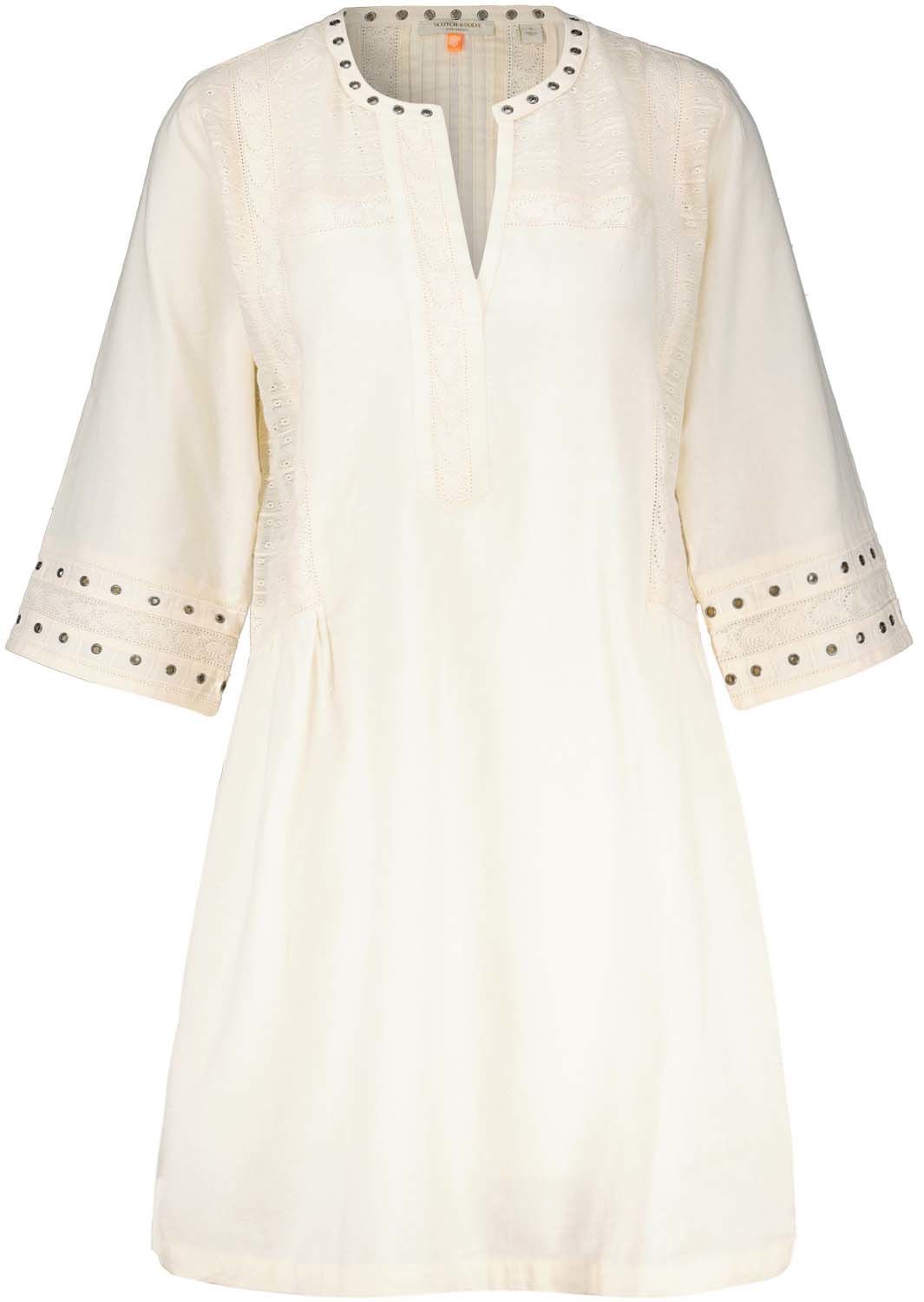 Scotch & Soda Short dress with eyelet detail Beige