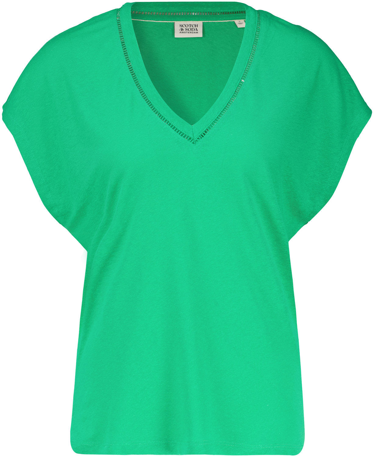Scotch & Soda V-neck ladder detail loose fit t-sh Groen