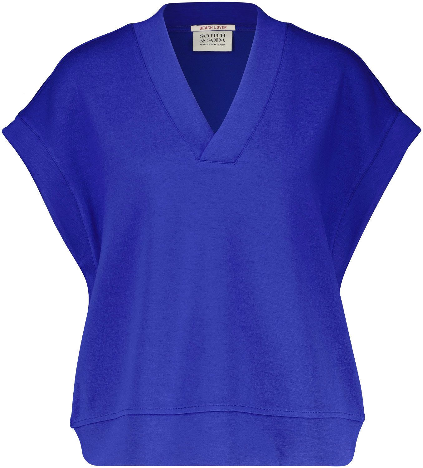 V-neck sleeveless modal sweatshirt Blauw