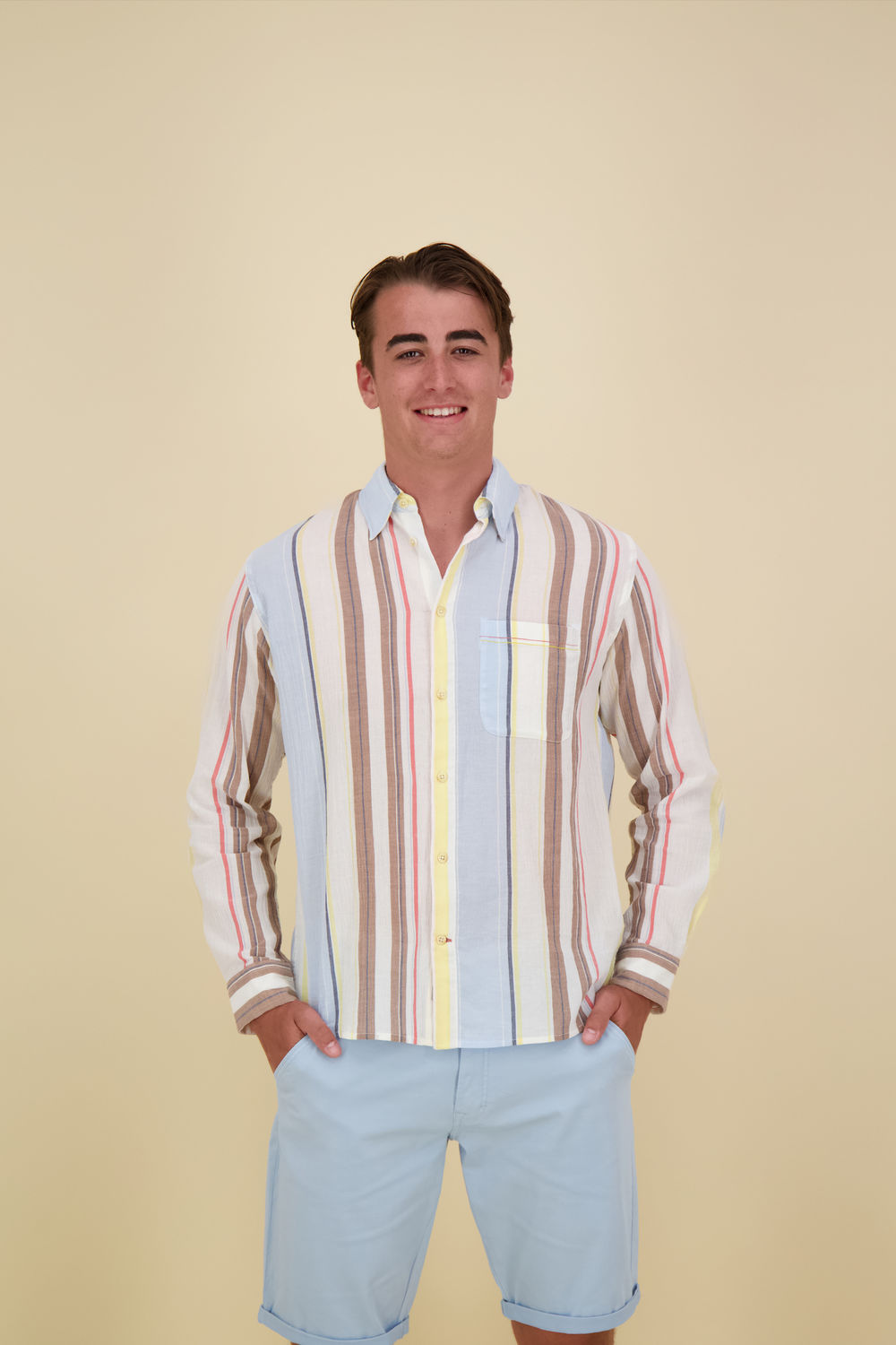 Scotch & Soda Crinkled Voile Stripe Shirt Blauw