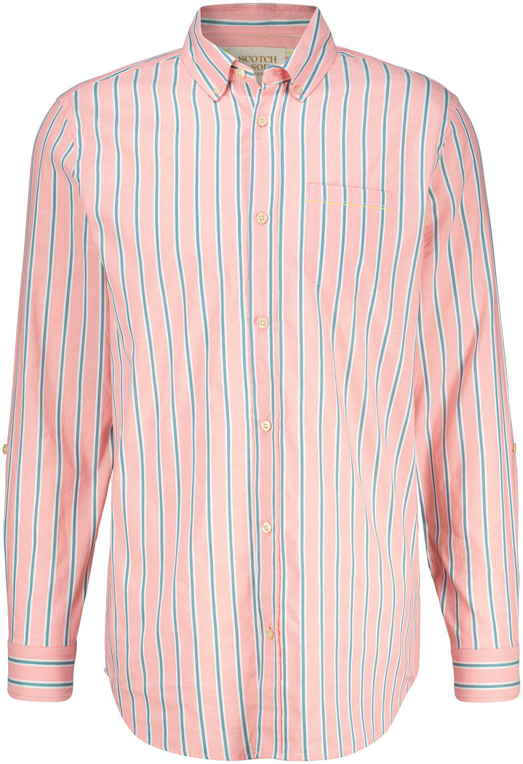 Scotch & Soda Dobby Stripe Roll Up Sleeves Rood