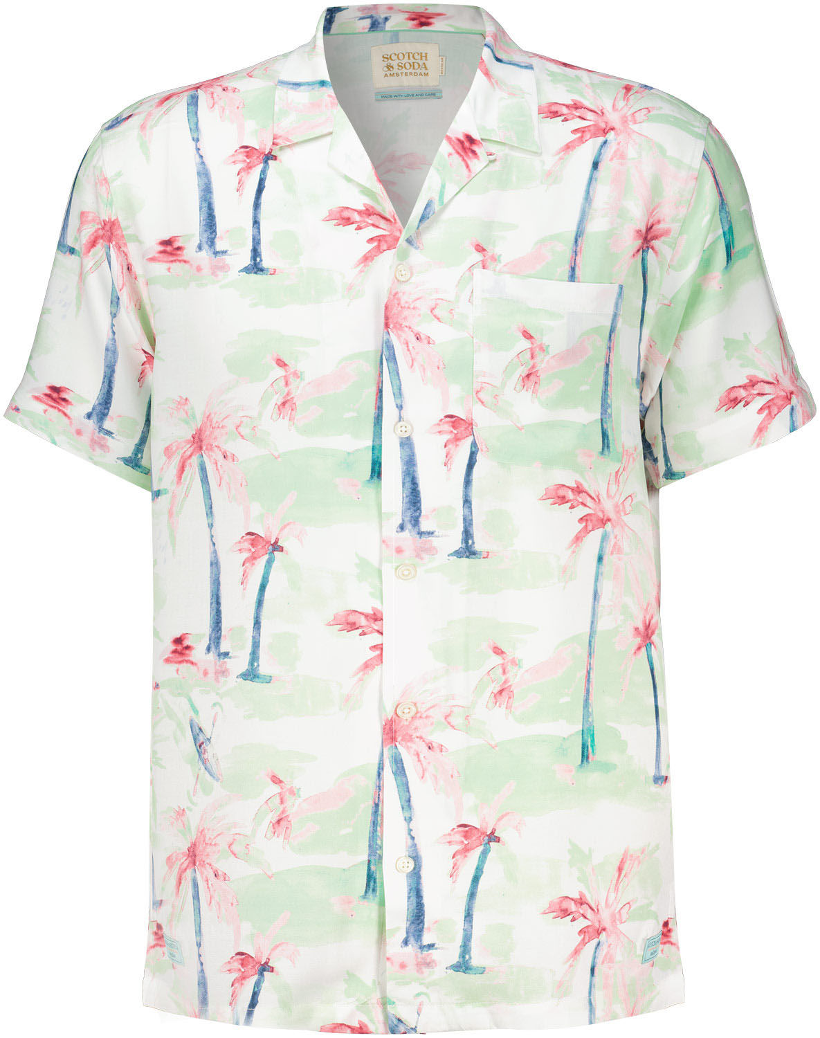 Scotch & Soda Allover printed viscose short sleev Zwart