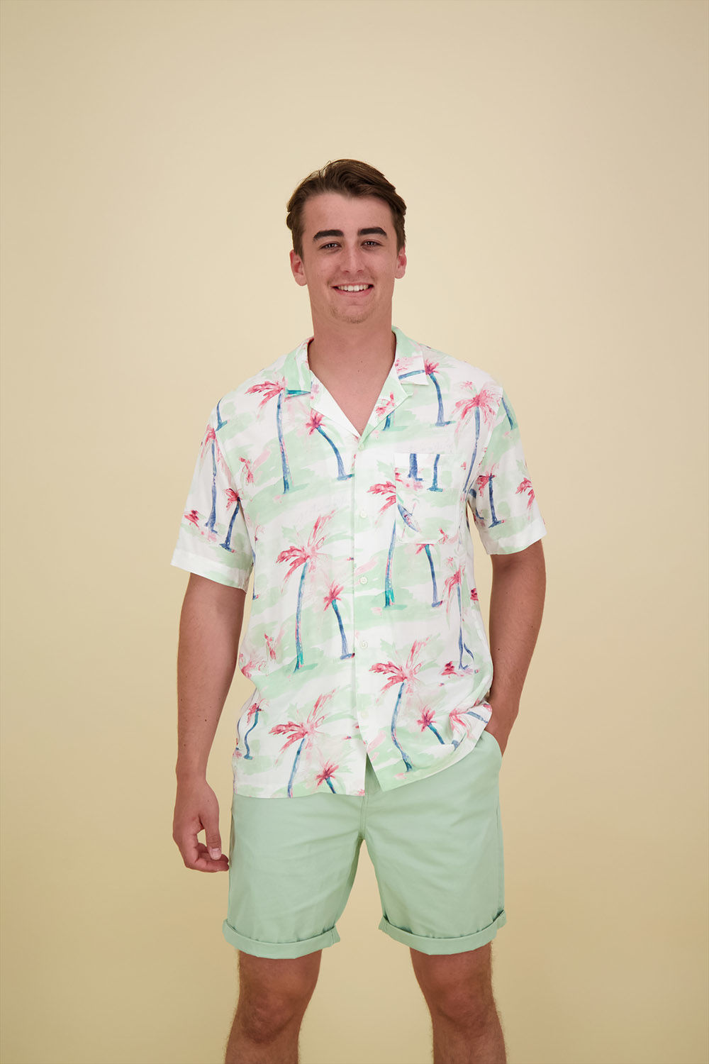 Scotch & Soda Allover printed viscose short sleev Zwart