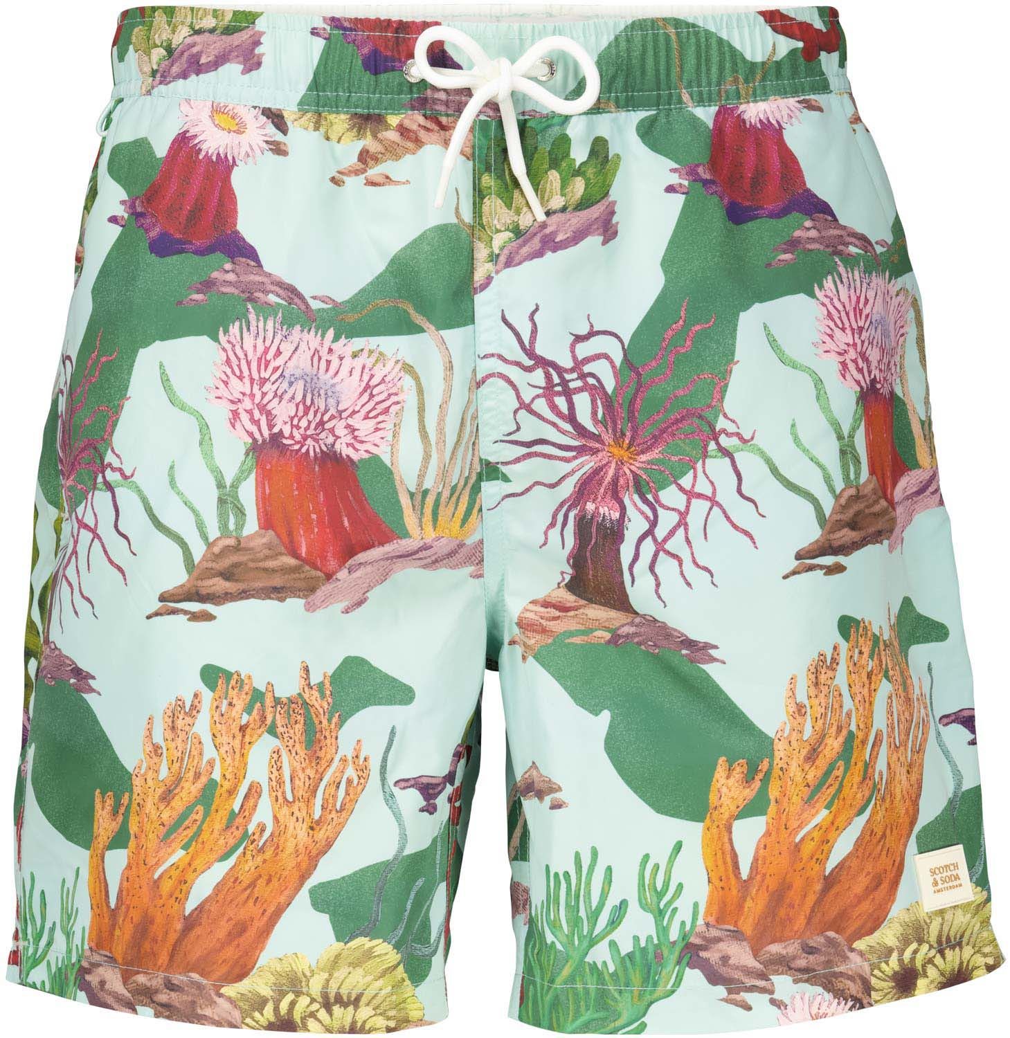 Scotch & Soda Mid Length Swim Short All Over Prin Groen