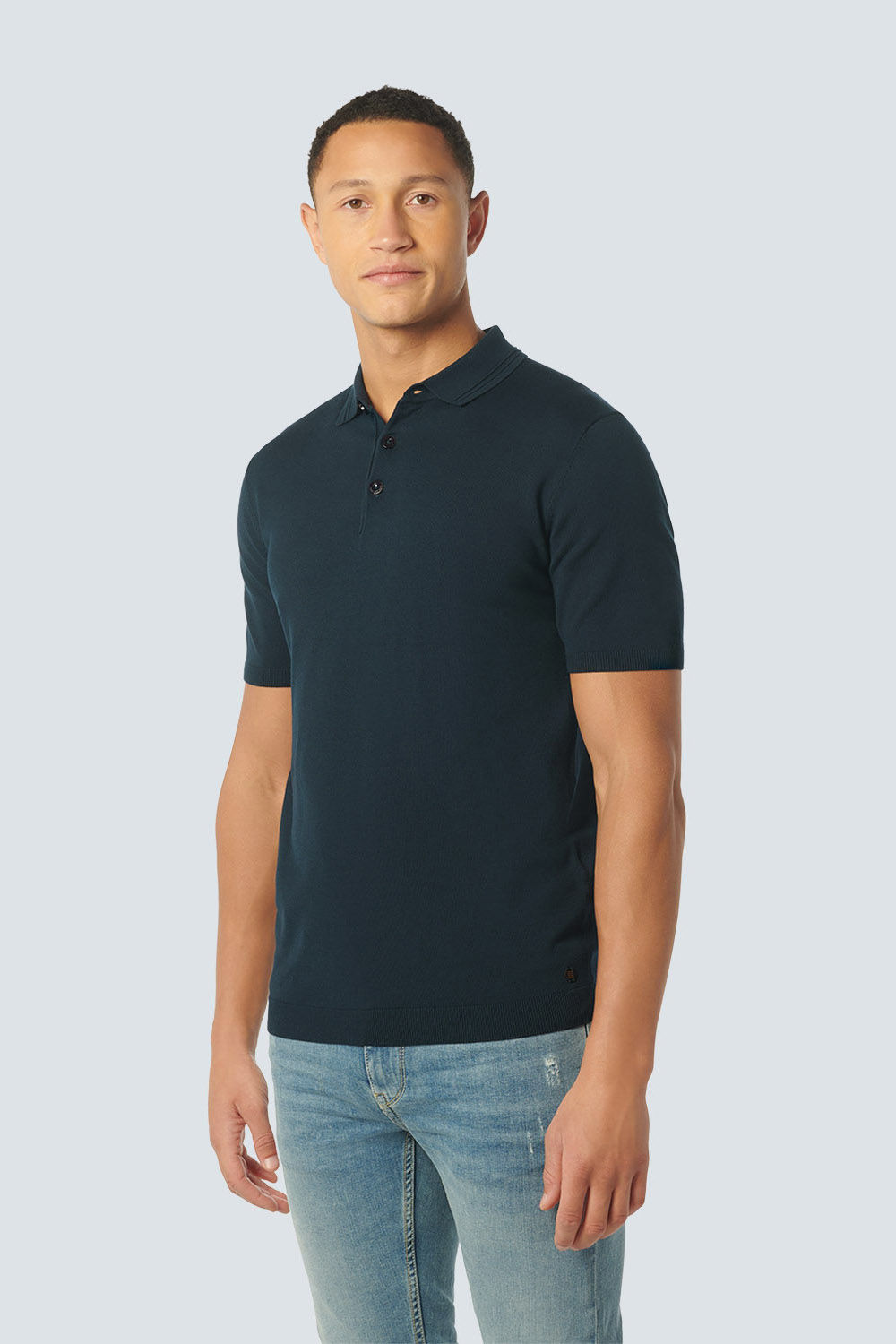 No Excess Pullover Short Sleeve Polo Button S Blauw