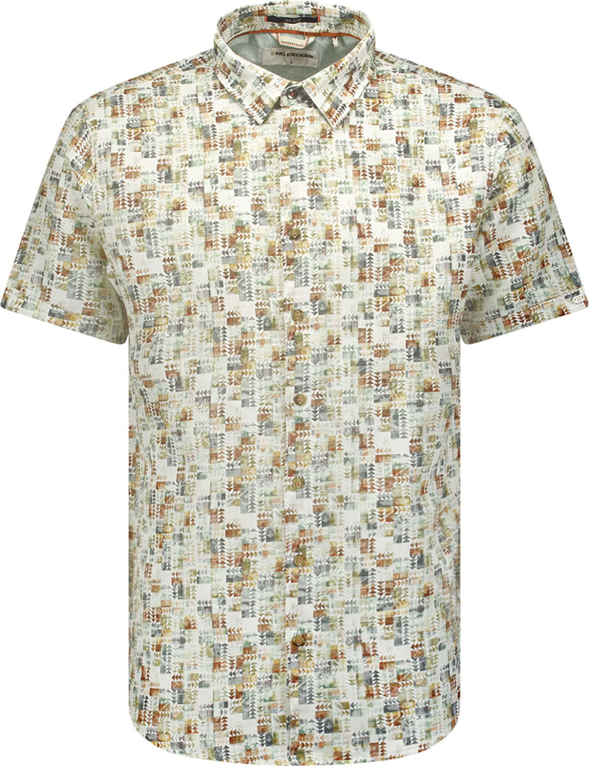 No Excess Shirt Short Sleeve Allover Printed Groen