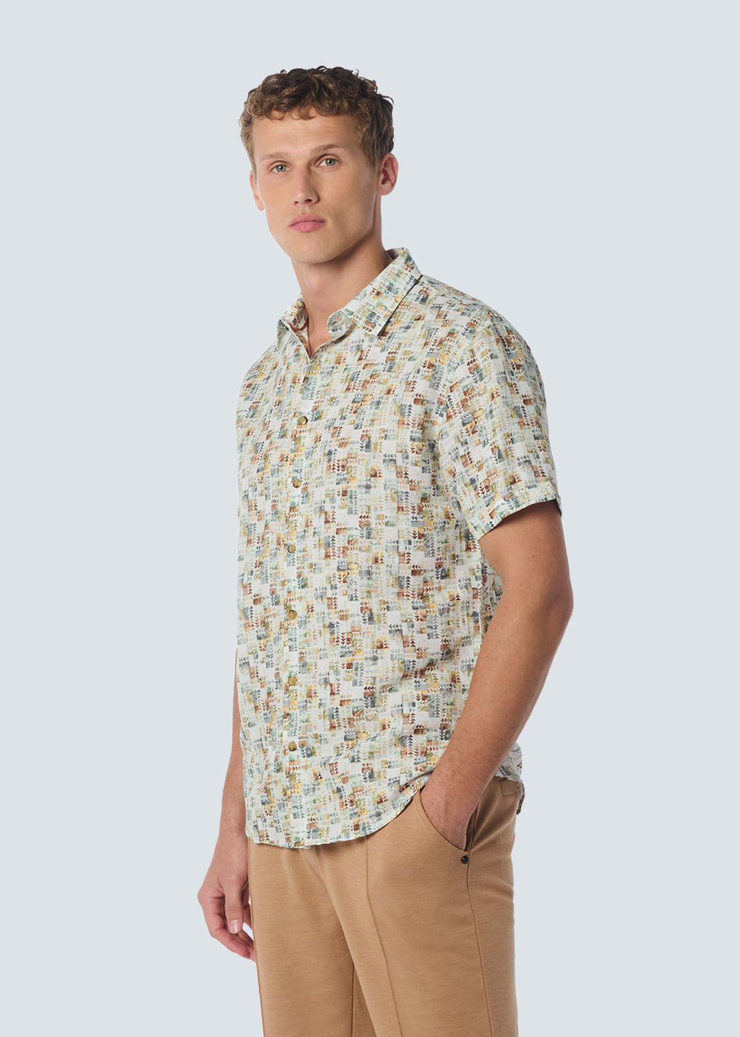 No Excess Shirt Short Sleeve Allover Printed Groen
