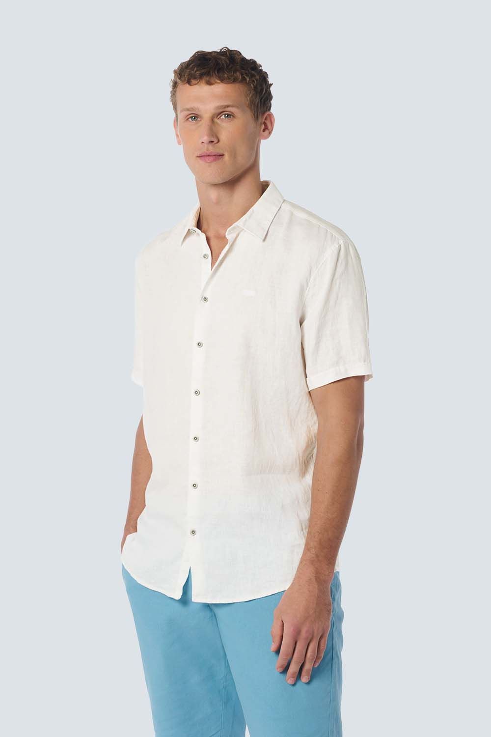 No Excess Shirt Short Sleeve Linen Solid Wit