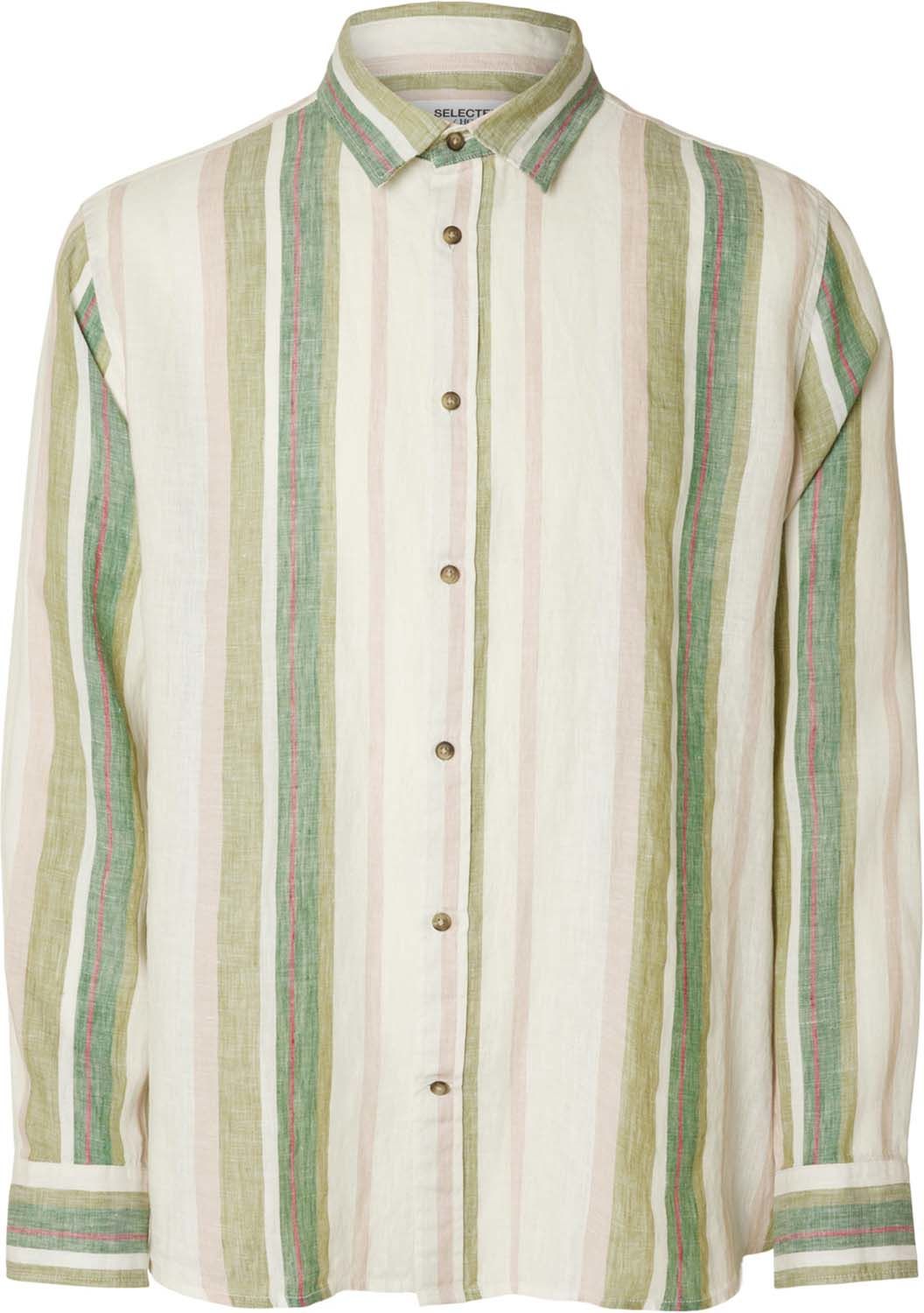 Selected Homme Overhemd Relax Streep Groen
