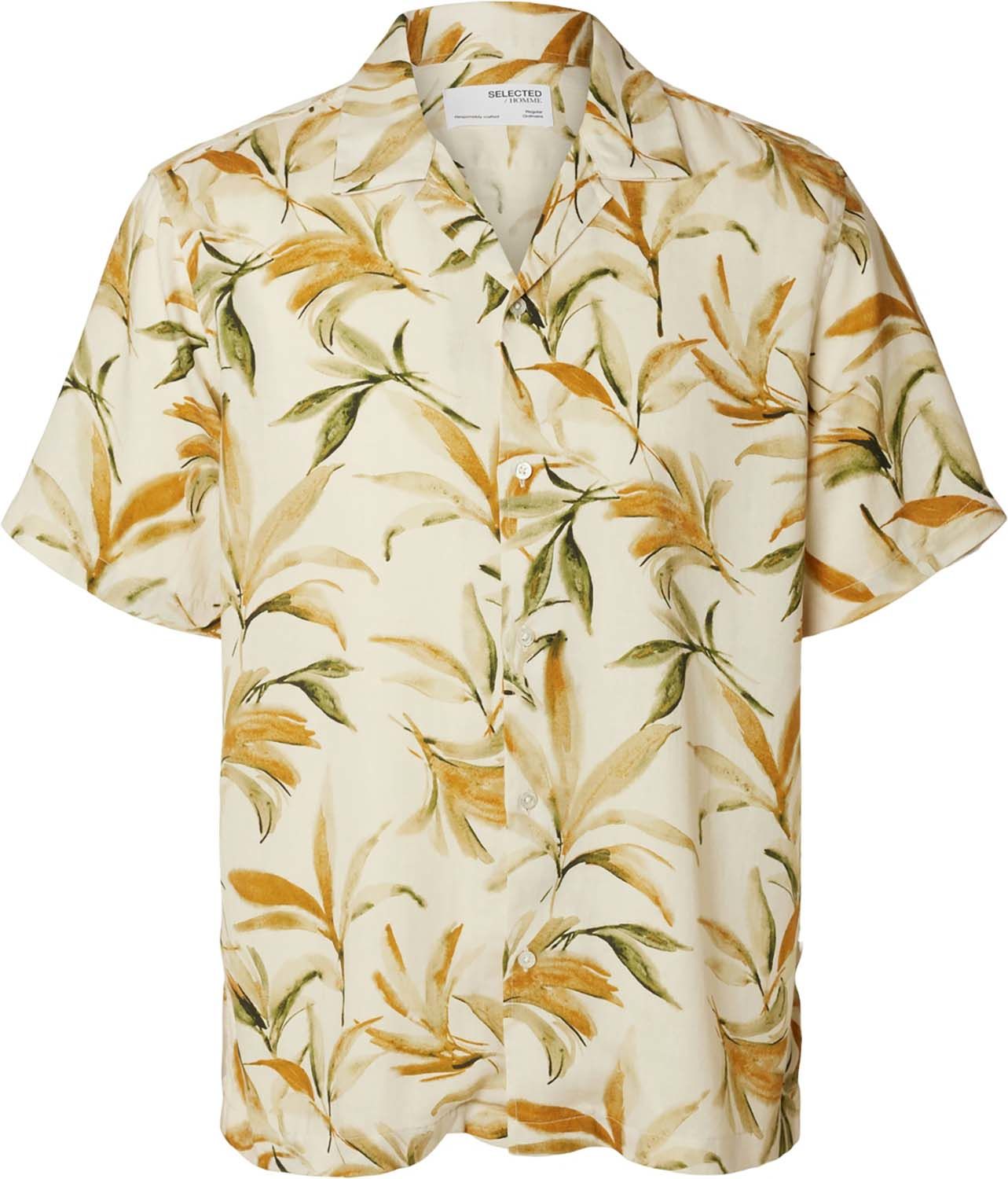 Selected Homme SLHREG-NOA AOP SHIRT SS RESORT Wit