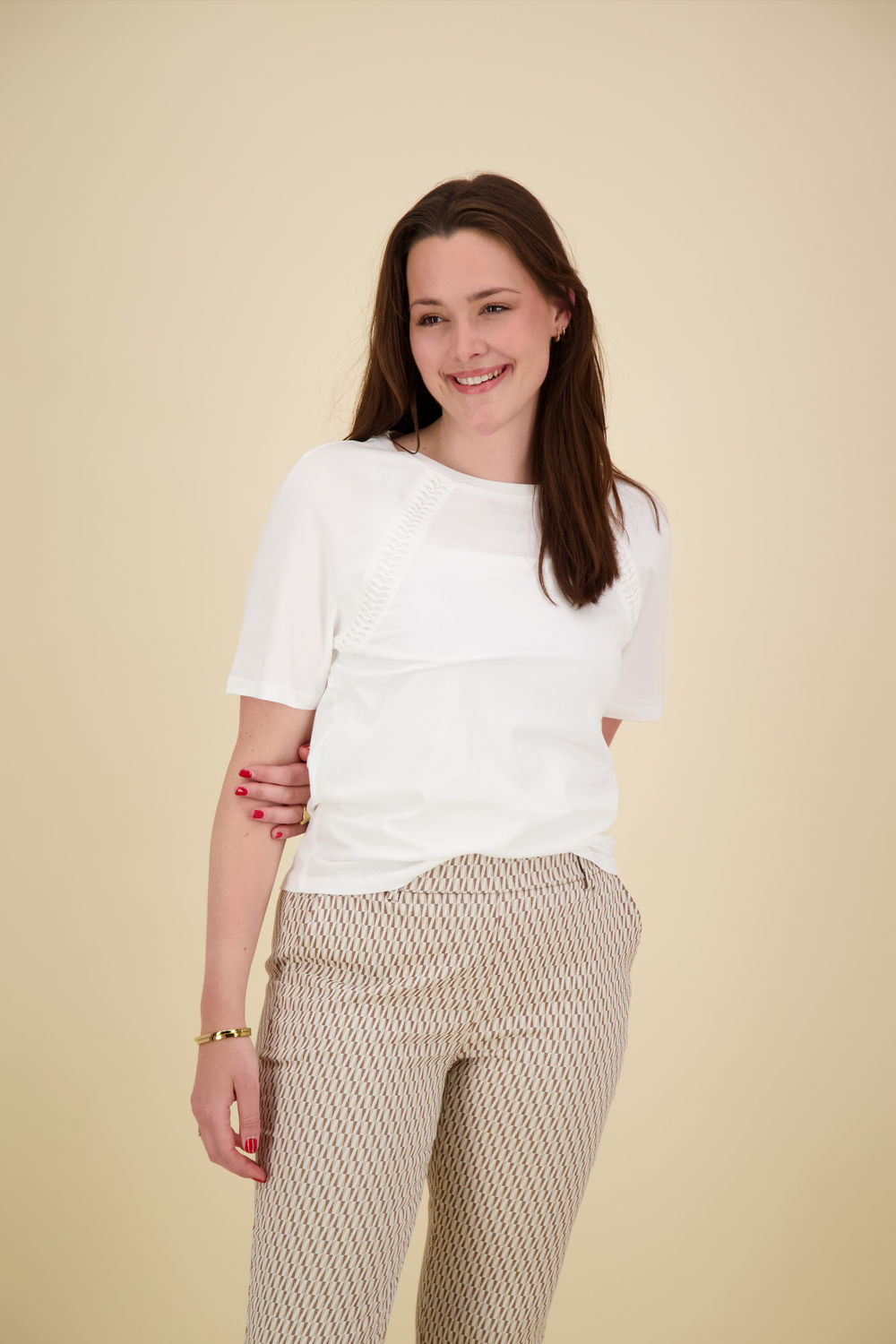 Yaya T-shirt with braided detail Wit