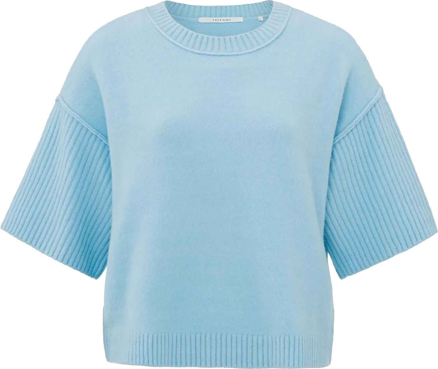 Boatneck sweater with rib slee Blauw