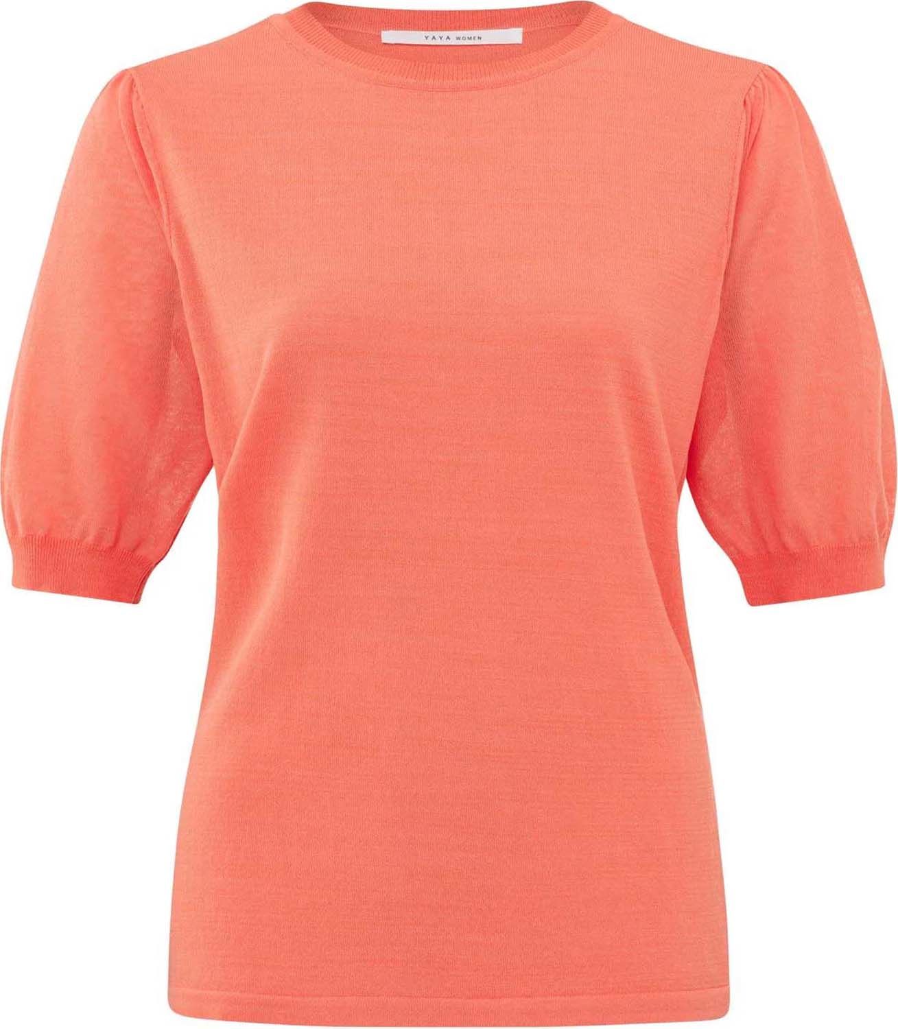 Yaya Fine yarn puff sleeve sweater Oranje