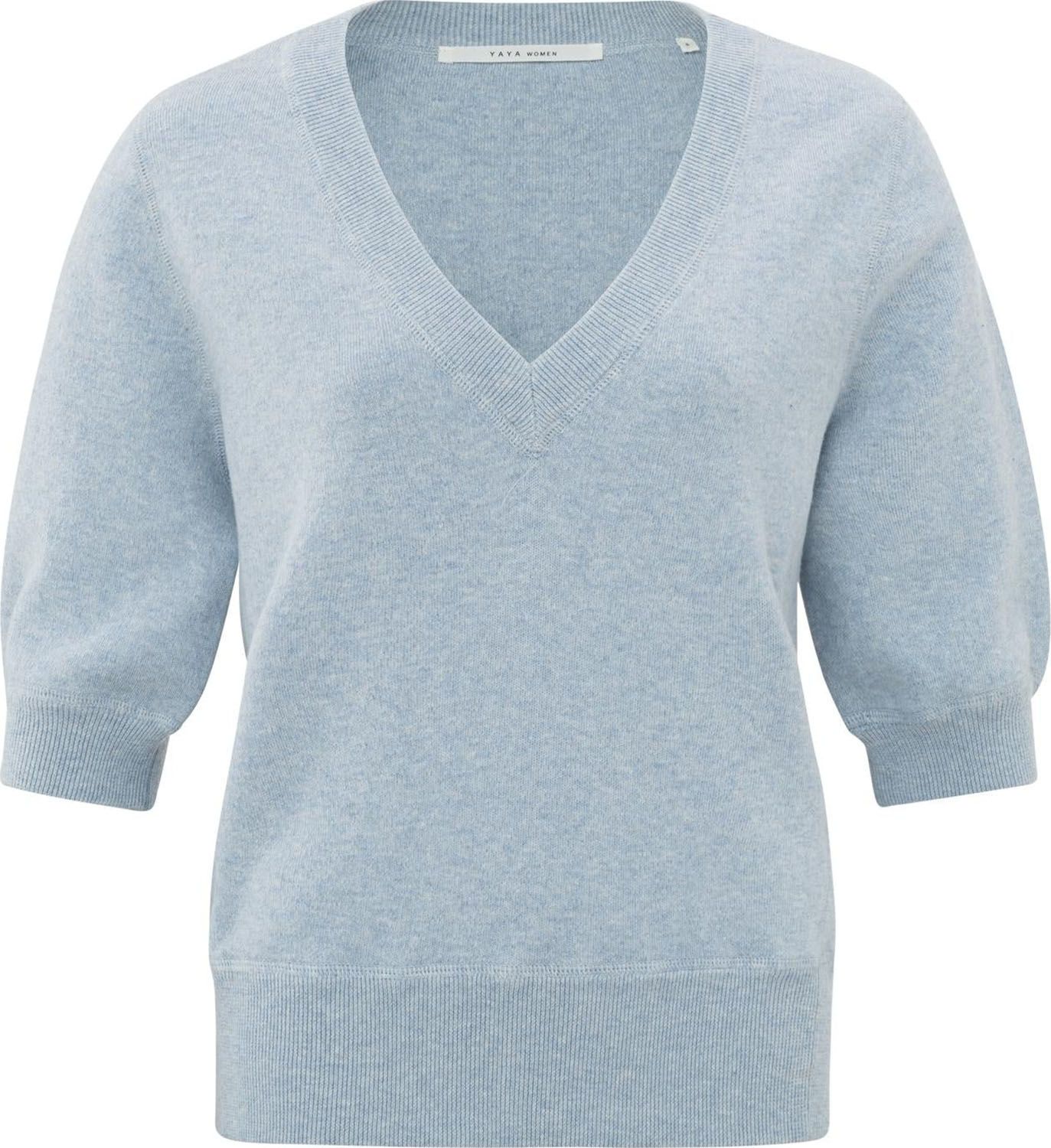 V-neck sweater with stitch det Blauw