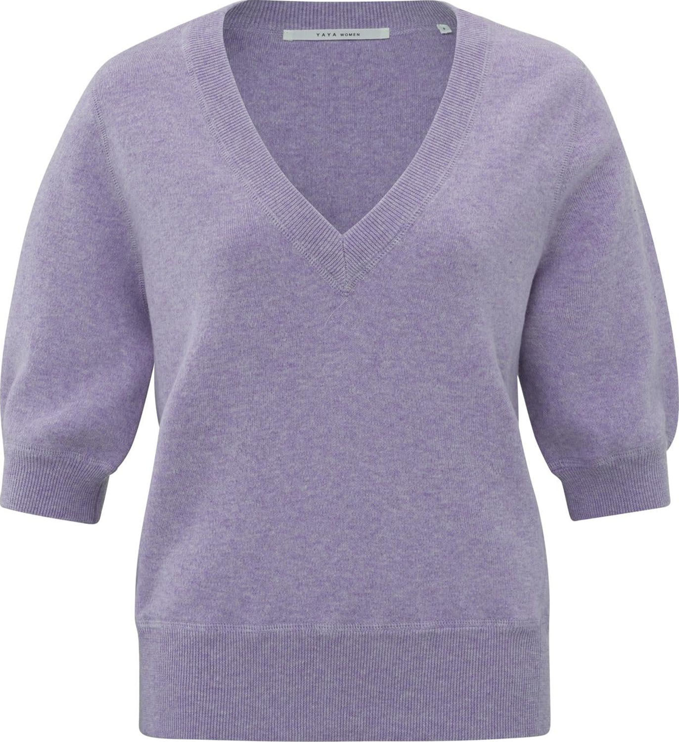Yaya V-neck sweater with stitch det Paars
