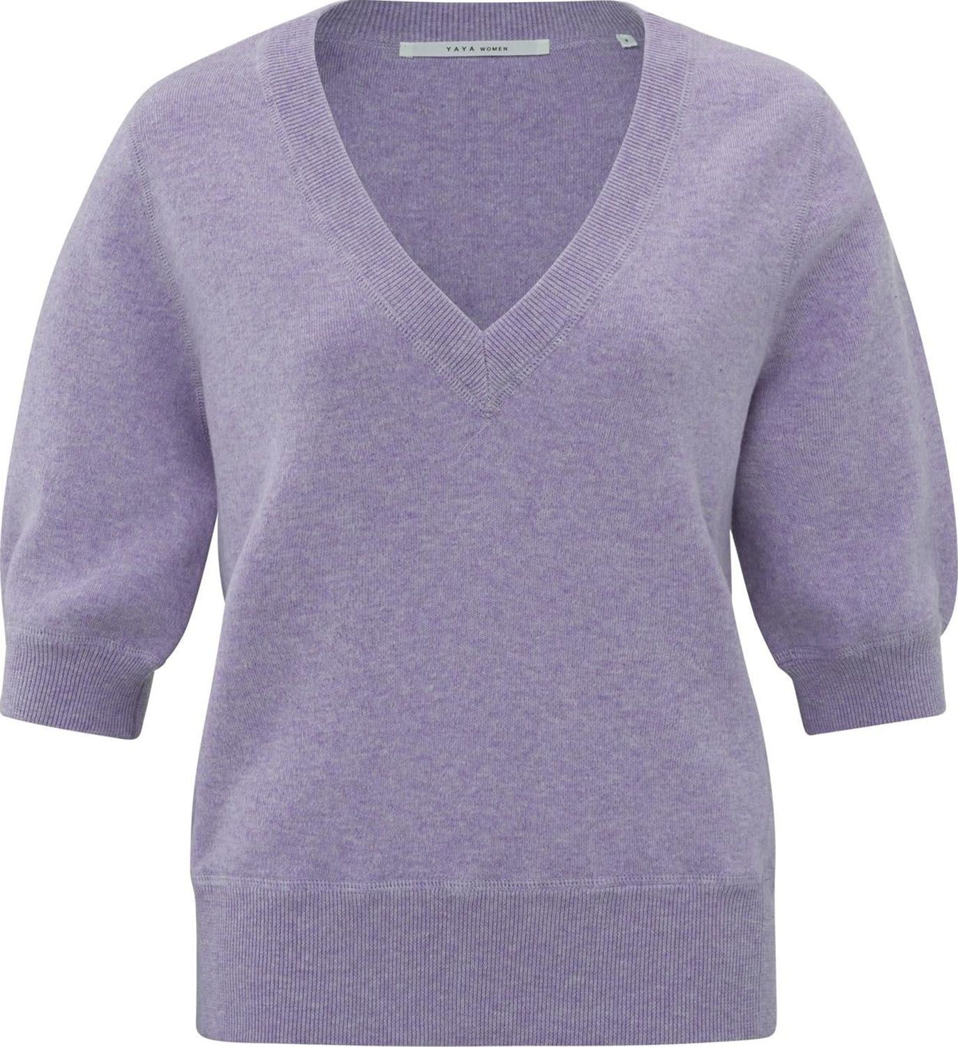V-neck sweater with stitch det Paars