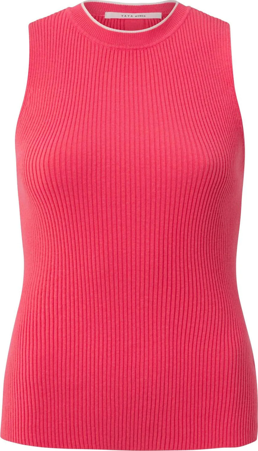 Yaya Rib knitted tanktop Oranje