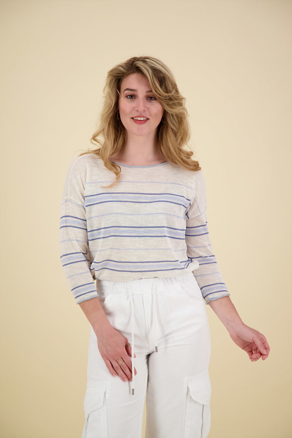 Yaya Striped sweater Beige