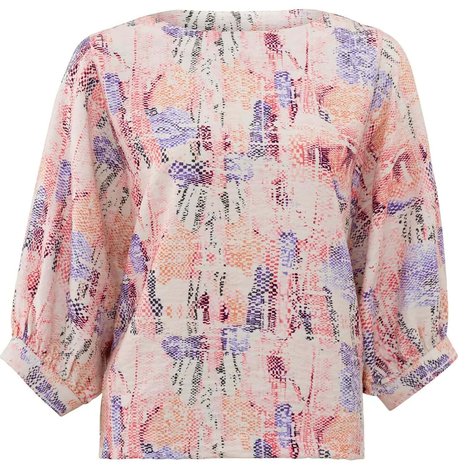Yaya Printed batwing boatneck top Roze