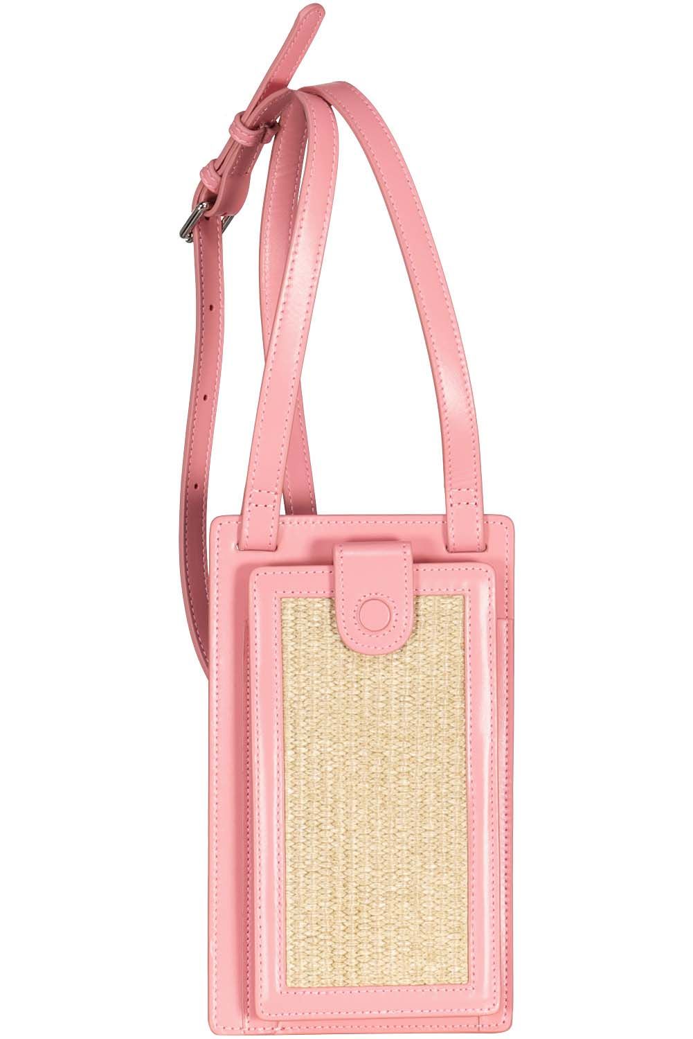 Yaya Leather Straw iPhone Bag Roze