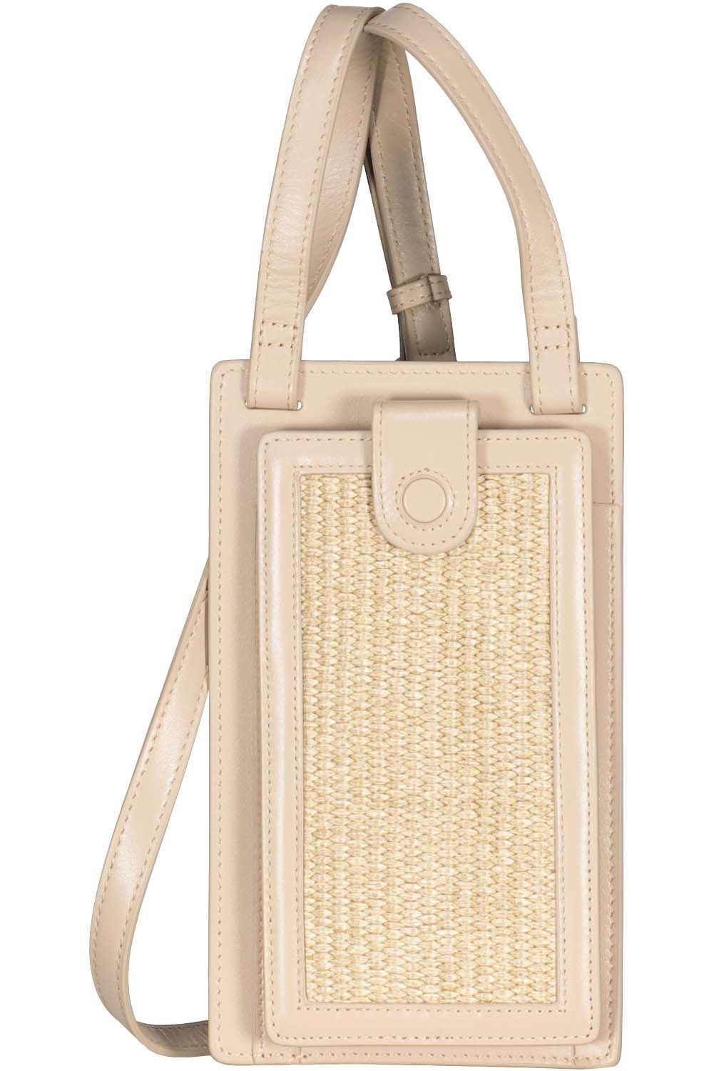 Leather Straw iPhone Bag Bruin