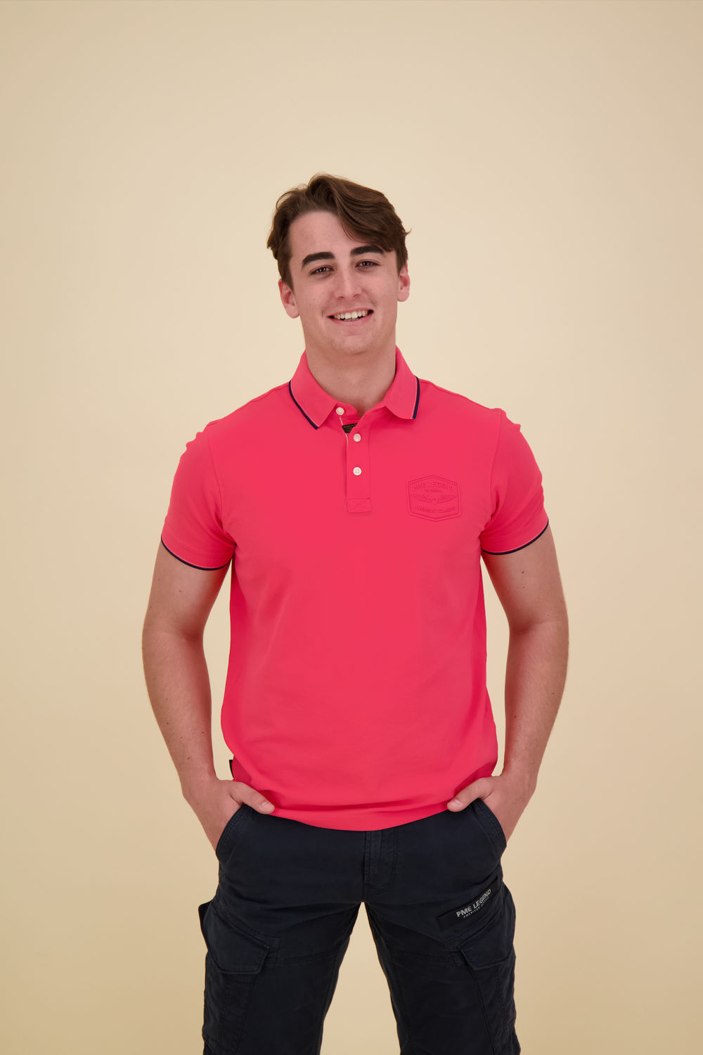 Pme Legend Short sleeve polo Stretch pique pa Roze