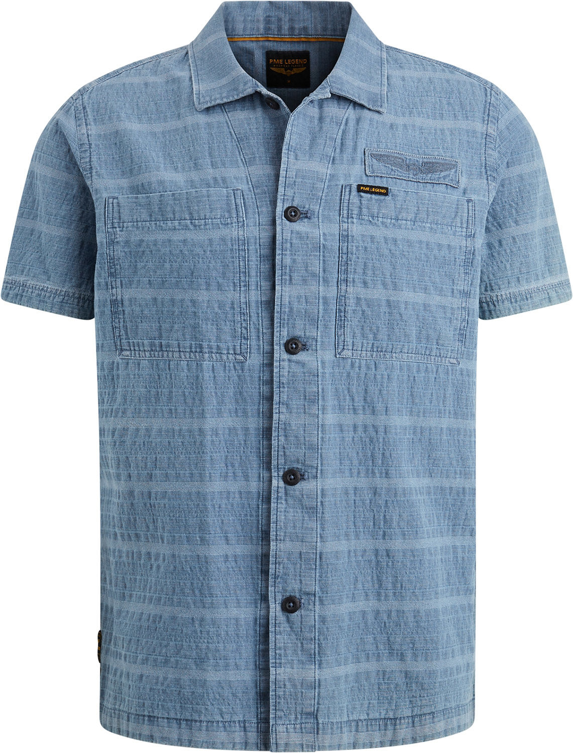 Pme Legend Overhemd Chambray Dobby Blauw