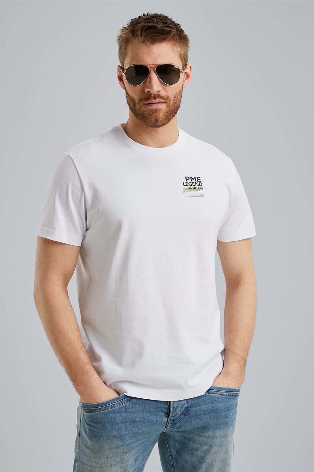 Pme Legend Short sleeve r-neck single jersey Wit