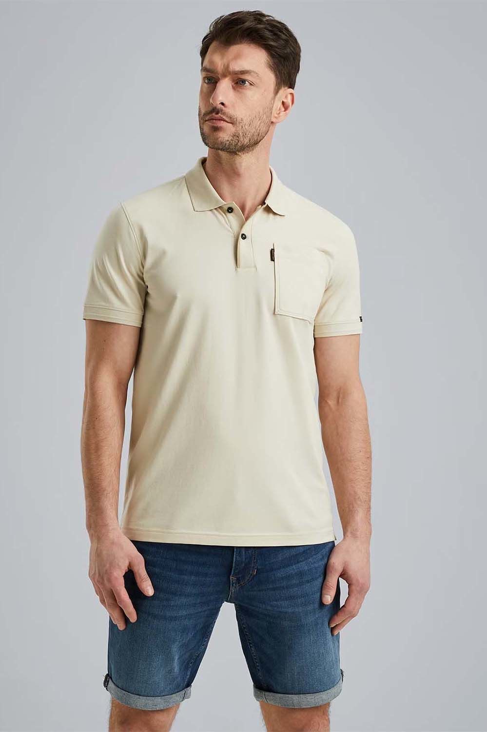 Pme Legend Short sleeve polo Stretch jersey Beige