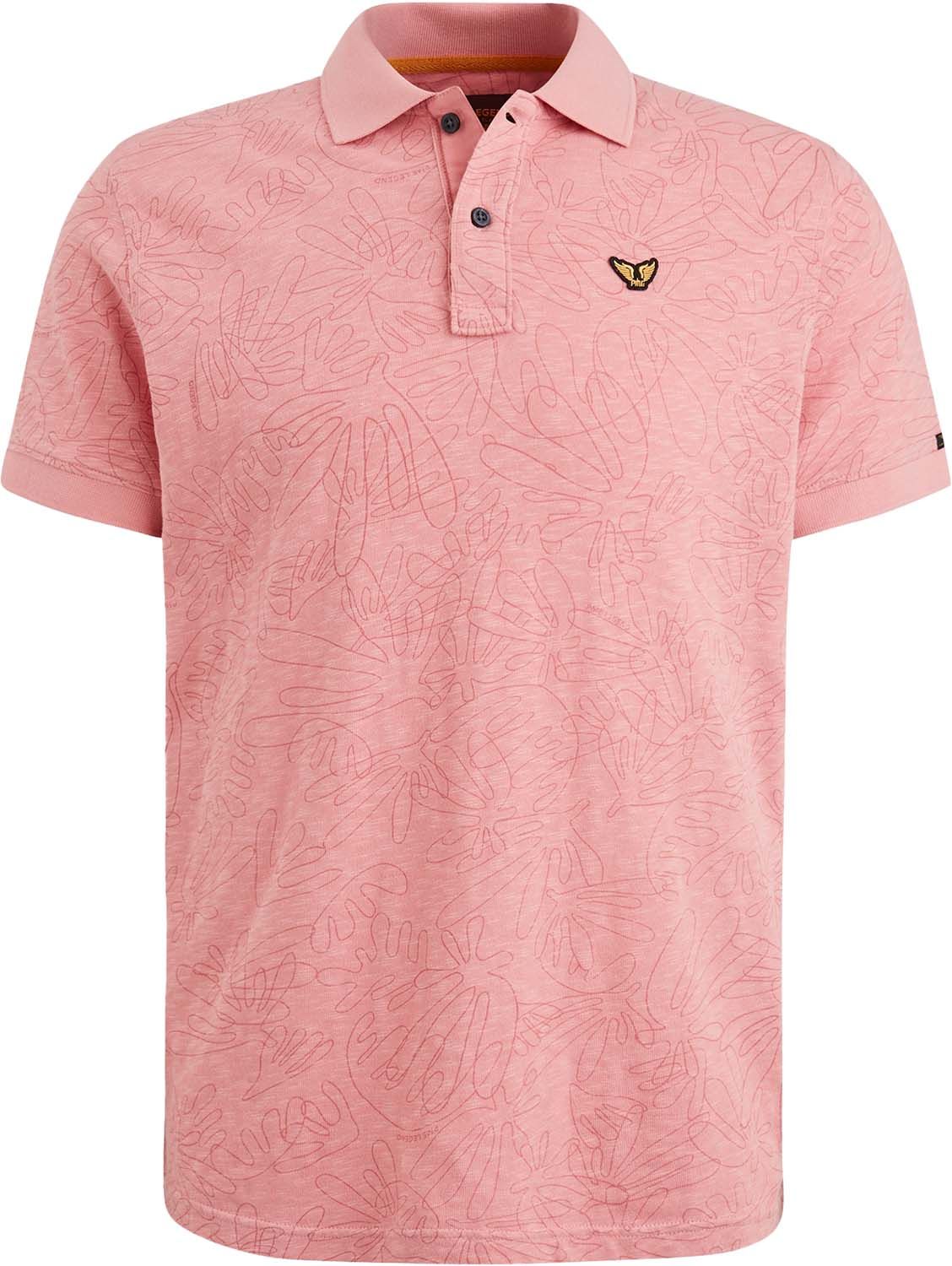 Pme Legend Short sleeve polo Slub jersey prin Roze