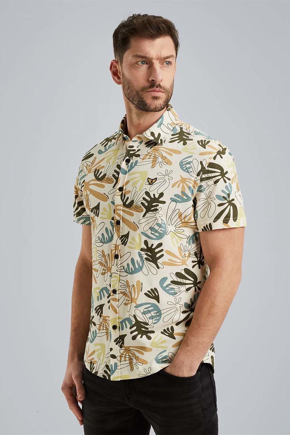 Pme Legend Short Sleeve Shirt Print On Jersey Beige