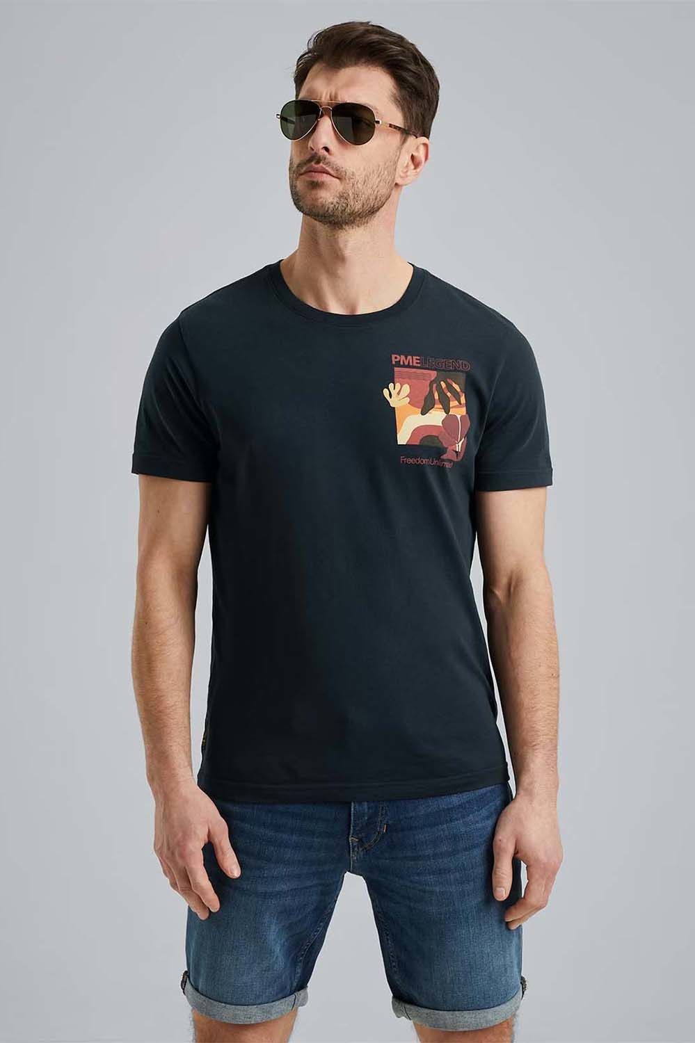 Pme Legend Short sleeve r-neck single jersey Blauw