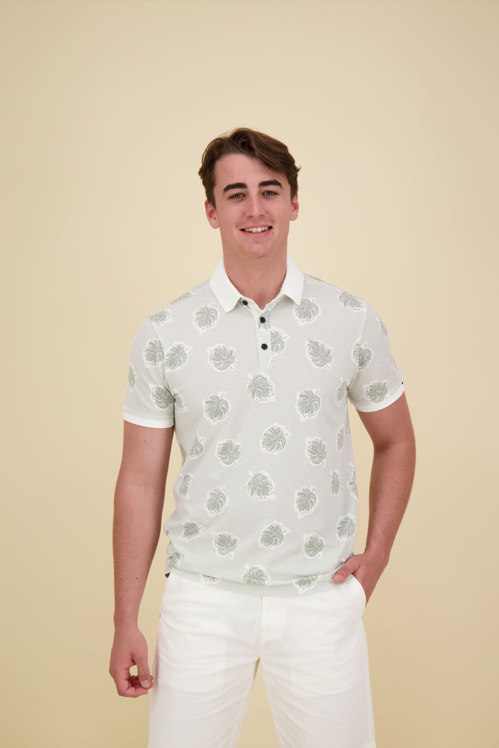Vanguard Short sleeve polo stretch  pique b Wit