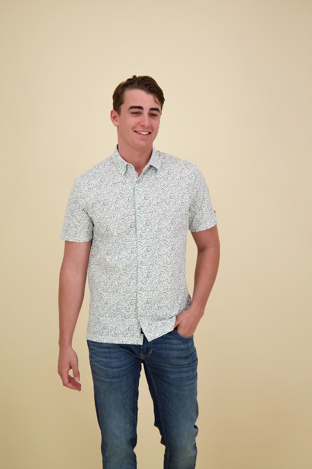 Vanguard Short Sleeve Shirt Print on poplin Wit